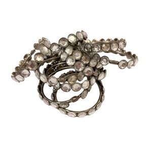 Set of 10 Vintage Silver Tone Rhinestone Napkin Rings Glam Table Decor